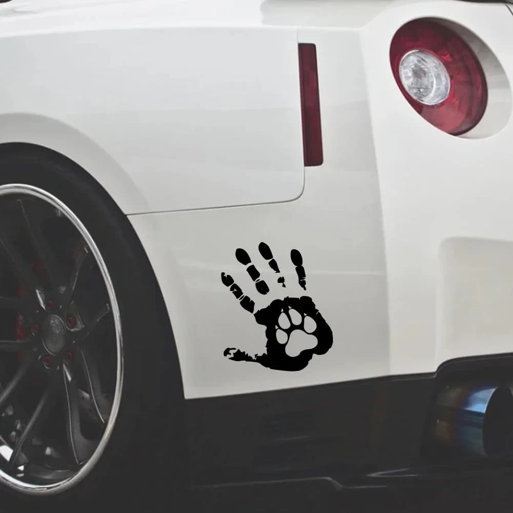 Adesivo per Auto in PVC con Impronta di Animale Domestico 15x12.6cm, Decalcomania Autoadesiva per Carrozzeria, Paraurti, Finestrini, Accessori Decorativi per Auto e Moto