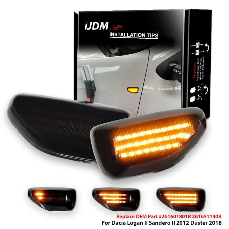 2 pezzi LED indicatore laterale dinamico luce freccia ambra indicatori di direzione lampeggiante lampade per Dacia Logan 2 Sandero 2 Duster 2 Renault Stepway