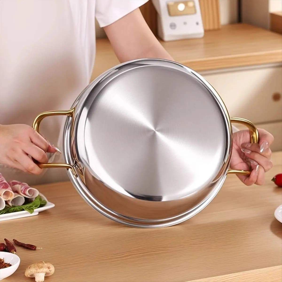 A25I Stainless Steel Frying Pan Non-Stick Soup Pot Wok Home Honeycomb Induction Cooker Stove Stew Kitchen Cookware