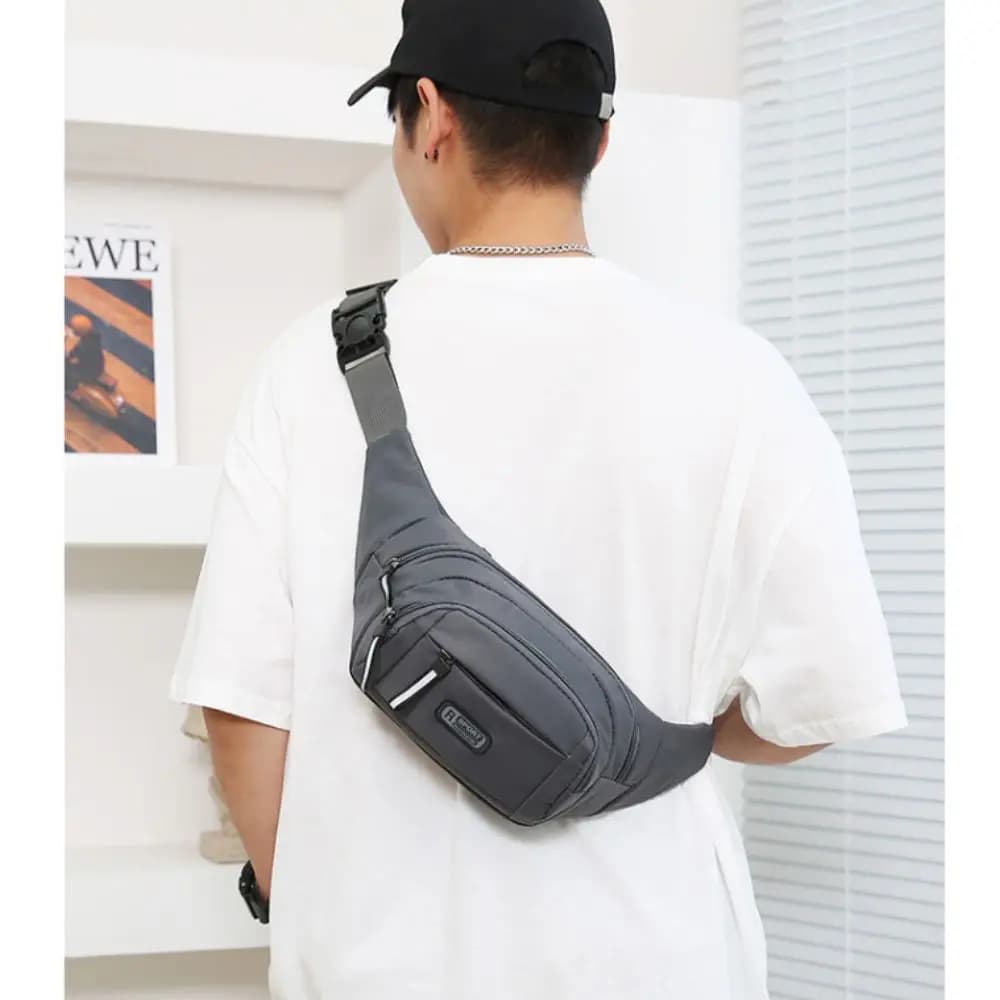 Nylon Men Multifunctional Waist Bags Waterproof Adjustable Crossbdoy Chest Bag Large Capacity Casual Men Running Pouch Belt