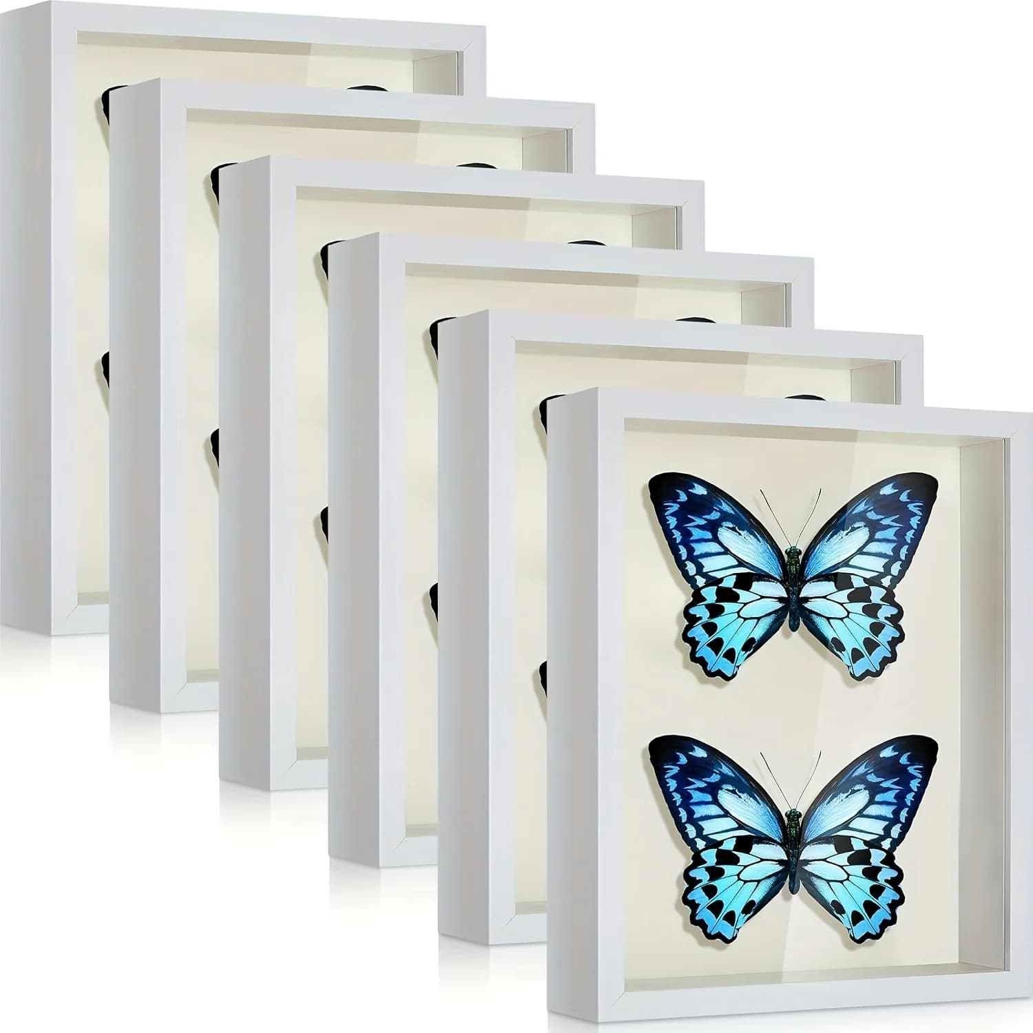 Set di 6 Cornici Shadow Box Quadrate per Esposizione di Oggetti Sportivi, Ricordi di Matrimonio, Artigianato, Distintivi, Premi, Medaglie, Biglietti e Foto (Bianco, 5 X 7 Pollici) LuxuryLounge