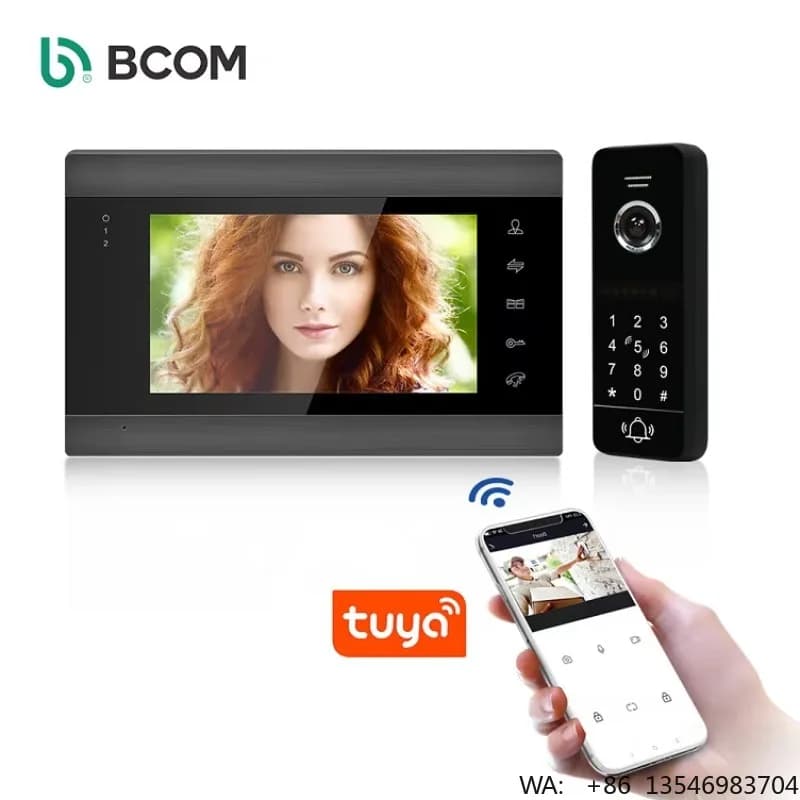 Sistema Videocitofonico WIFI Tuya 1080P con Schermo da 7 Pollici, Impermeabile, Sblocco con Password, Videocamera e Campanello WiFi
