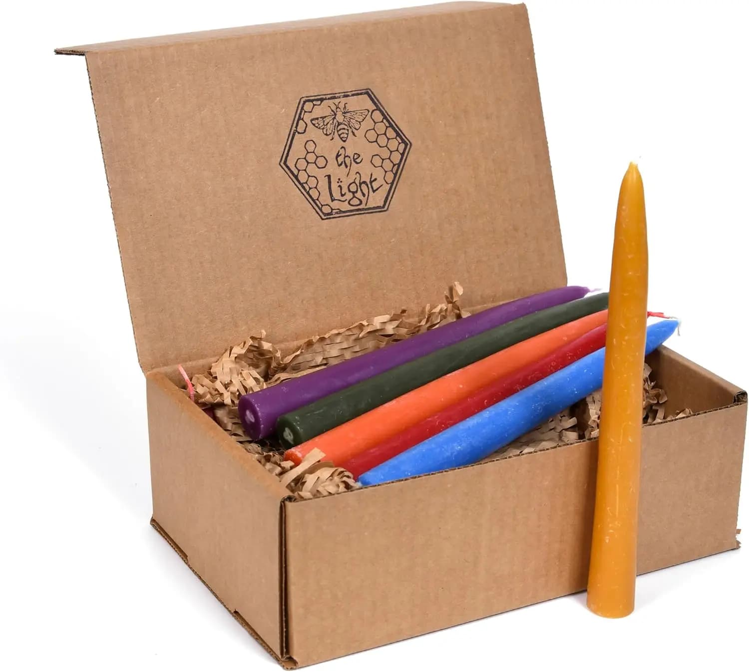 Candele a Cono in Cera d'Api Pura al 100%, 8,5 Pollici, Confezione da 24, Fatte a Mano, Senza Fumo, Inodore, per Natale, Hanukkah, Avvento, Colori Arcobaleno