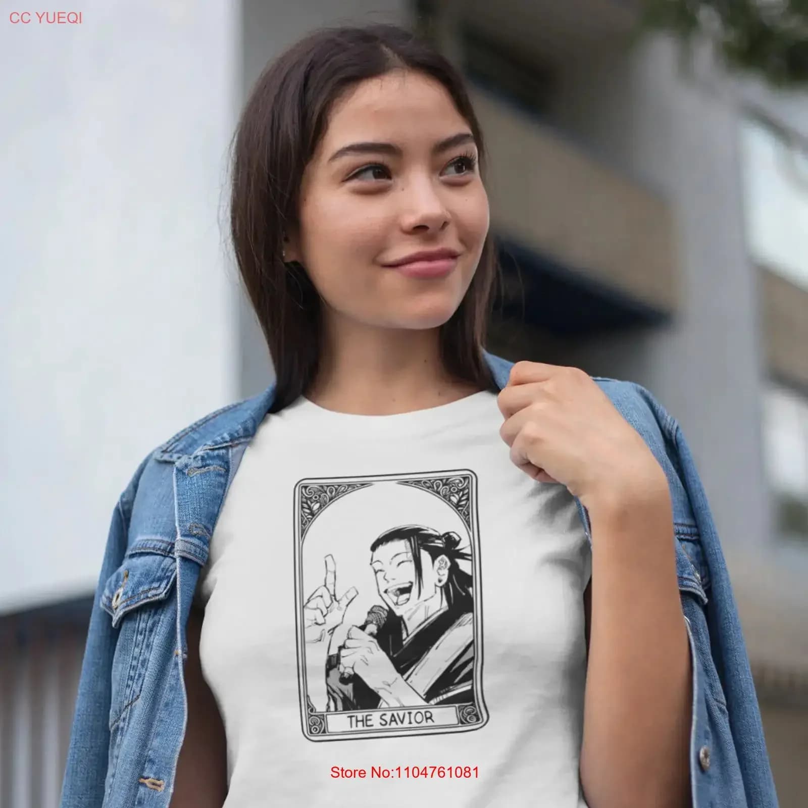 Maglietta unisex Suguru Geto Jujutsu Kaisen JJK con stampa tarocchi anime manga, vintage, lavata, elasticizzata e comoda.