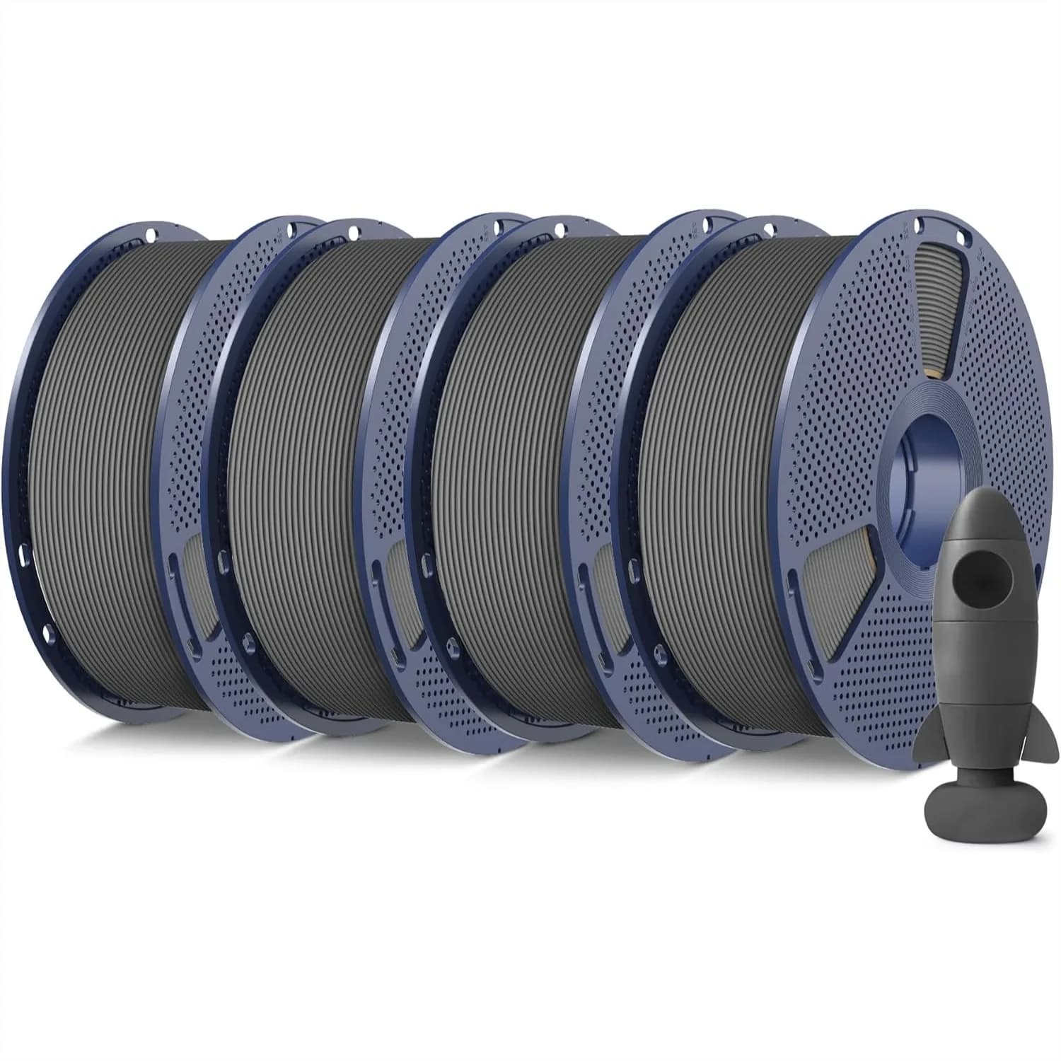 Confezione di Filamento per Stampante 3D da 4KG, PLA Opaco 1.75mm, Avvolgimento Ordinato con Finitura Opaca per Stampanti FDM, 4 Bobine Grigie
