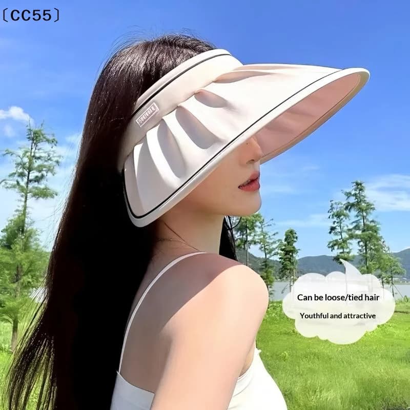 Cappello da Sole Estivo da Donna 2026 Nuovo con Ampia Tesa Aperta e Parte Superiore Vuota, Protezione Solare UPF 50+, Pieghevole, Anti-UV, Cappello Parasole〔CC55〕