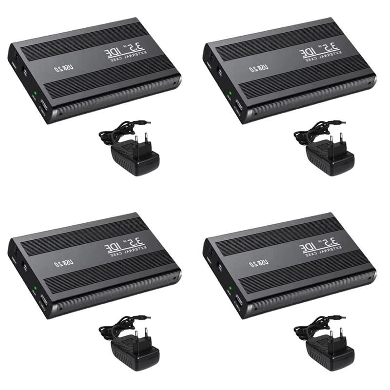T24C 4X IDE Enclosure Hard Disk For 3.5 Inch IDE HDD SSD USB To IDE HD External Hard Drive Box With Power Supply EU Plug