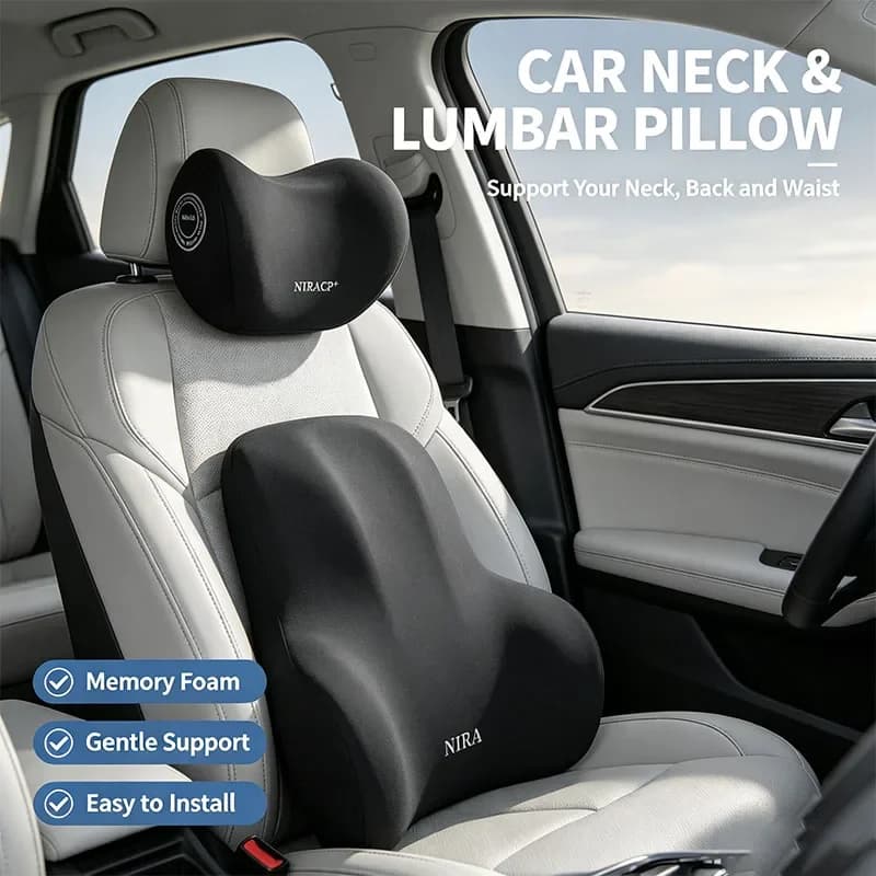 New Memory Foam Car Neck Pillow Protects the Lumbar Back, Supports the Breathable Headrest, Relieves Pressure, and Provides