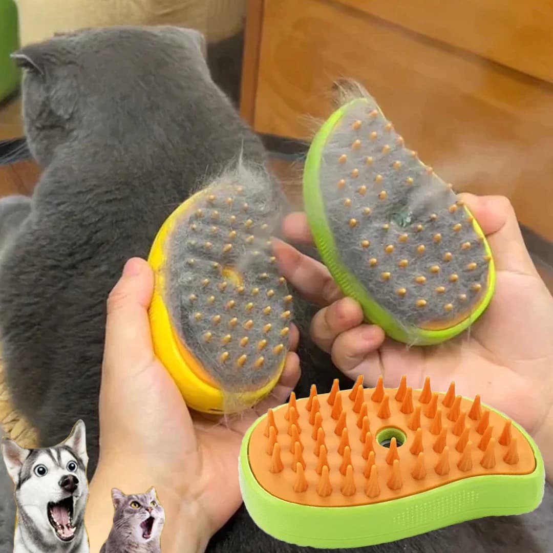 Spazzola a vapore per cani e gatti, spazzola elettrica a vapore con spruzzatore per massaggio, strumento per la toelettatura degli animali domestici, 3 in 1, spray elettrici, pettini per massaggio.