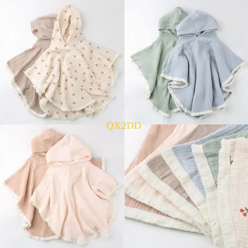 QX2D Fasce cotone Avvolgere Cartoon Accappatoio per bambini Bellissimo modello Mantello Mantello Asciugamano con cappuccio e