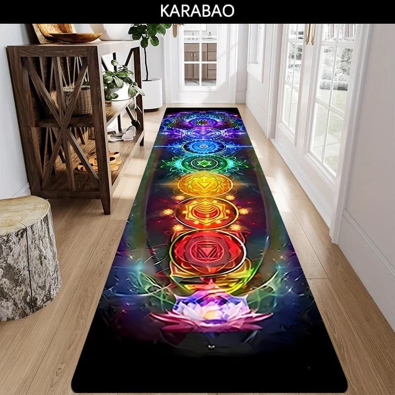 Tappetino per porta VIKAMA Chakra Lotus: comodo, morbido e caldo; antiscivolo; ideale per ingressi, corridoi e cucine; decorazione per la casa