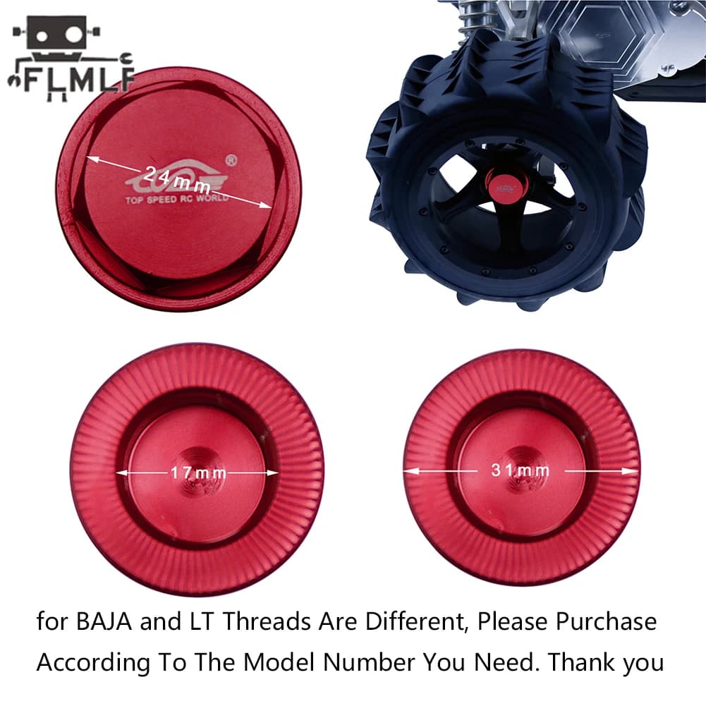Rc Car 24mm Closed Tire Fixing Nut 4pcs /set for 1/5 Losi 5ive-t Rovan LT King Motor X2 HPI Rofun BAJA 5B 5T 5SC Truck Parts