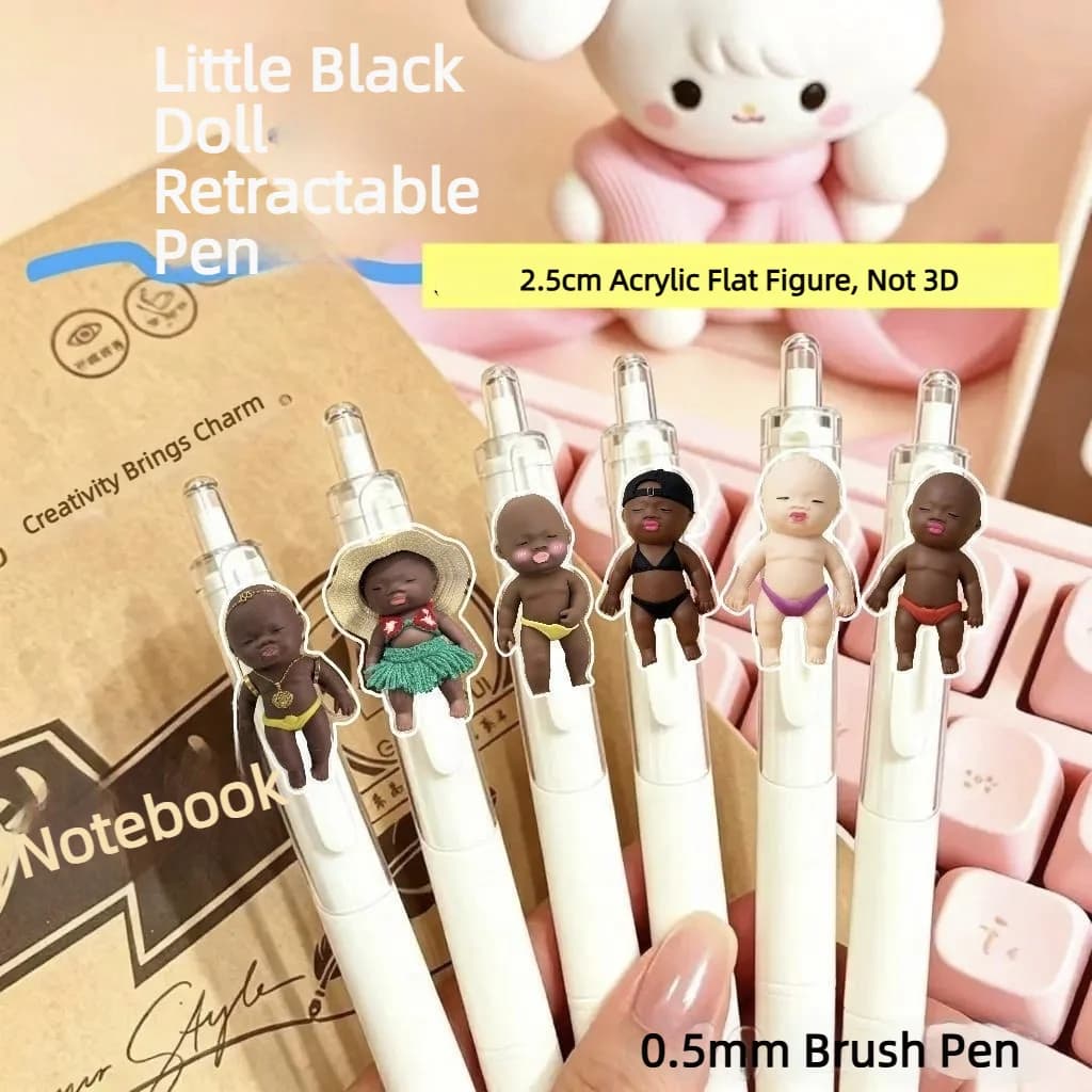 10 Pezzi Penne Gel Nere a Tema Cartone Animato 0.5mm, Penne per Studenti, Penne a Sfera, Regalo per Bambini, Premio per le Vacanze, Vendita all'Ingrosso