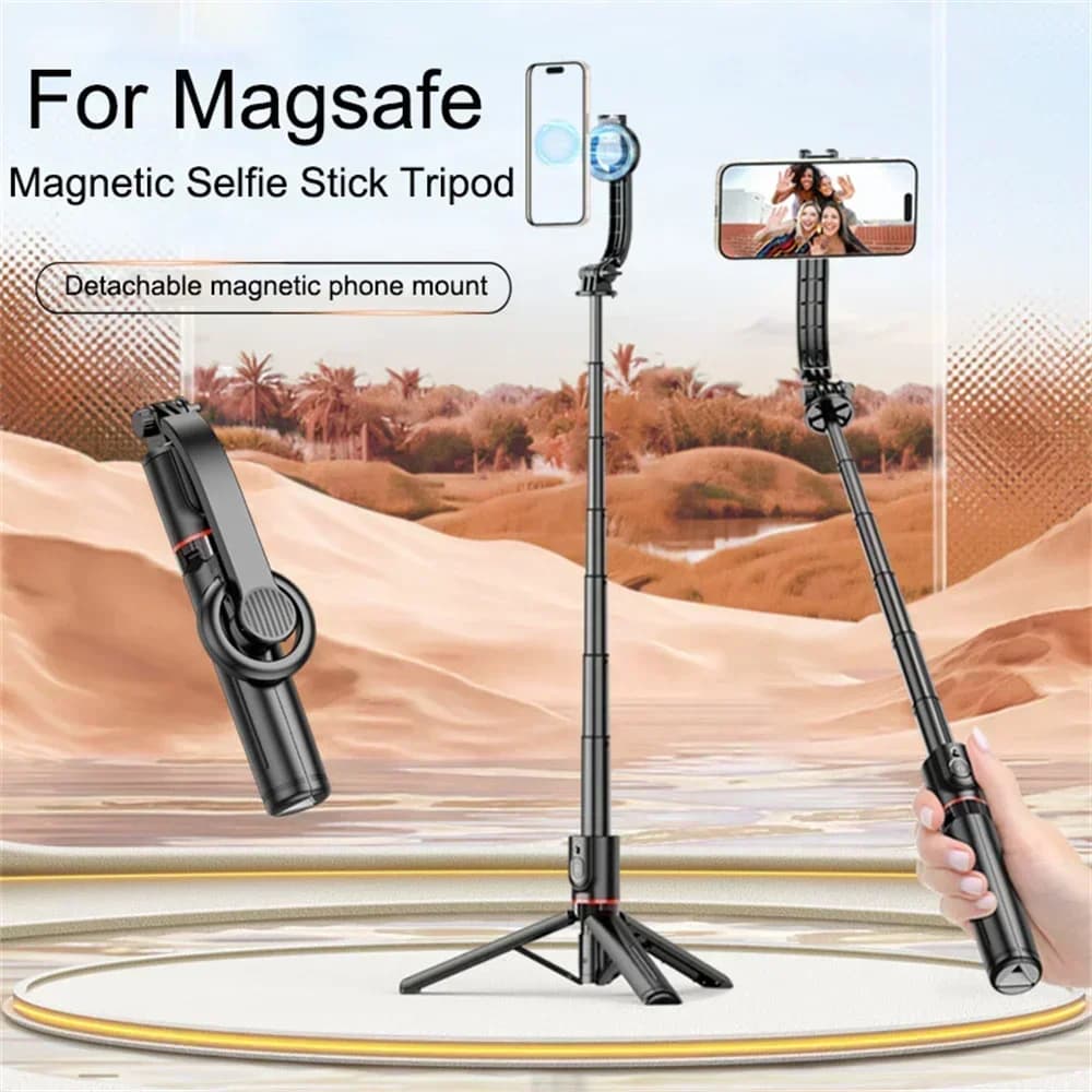 Mini treppiede magnetico Bluetooth per selfie stick per iPhone Android, treppiede Magsafe da viaggio, monopiede con telecomando e stabilizzatore per cellulare