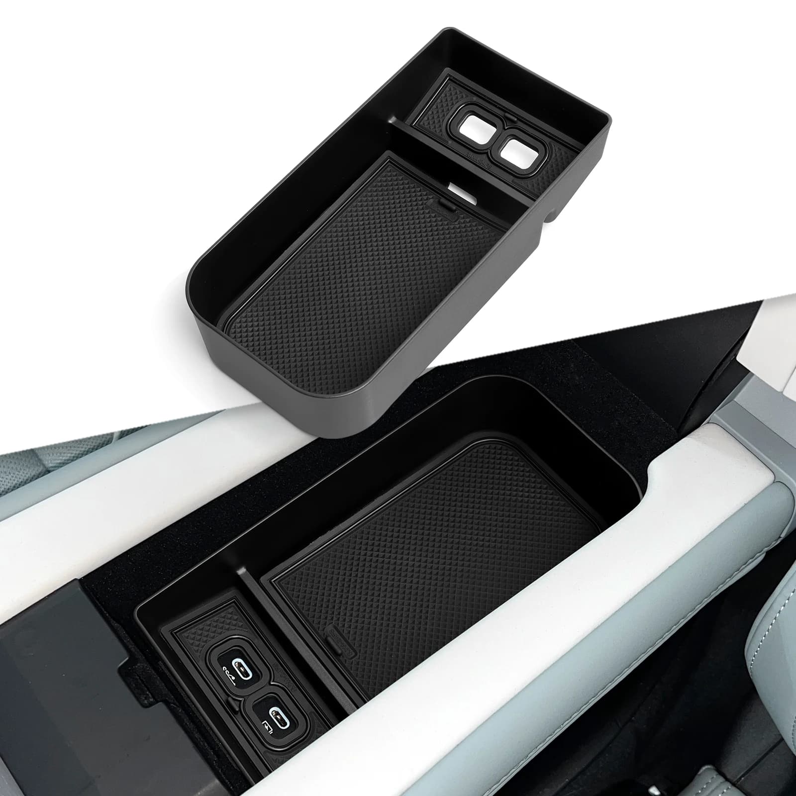 For Polestar 4 2023 2024 Car Arm Holder Box Central Console Tray Organizers Interior accessories Riordino Nero