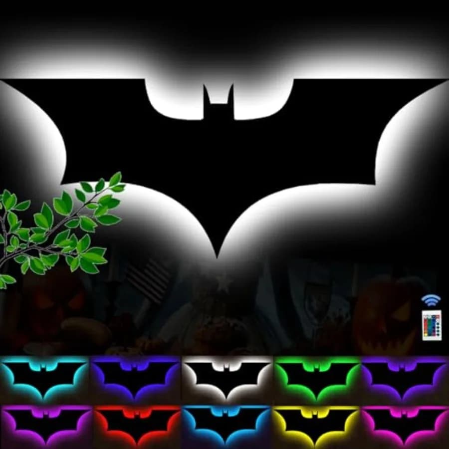 Bat Lamp Neon Sign LED Bat Signal Night Light 16 Colors Adjustable Man Cave Party Home Bedroom Christmas Halloween Decoration L