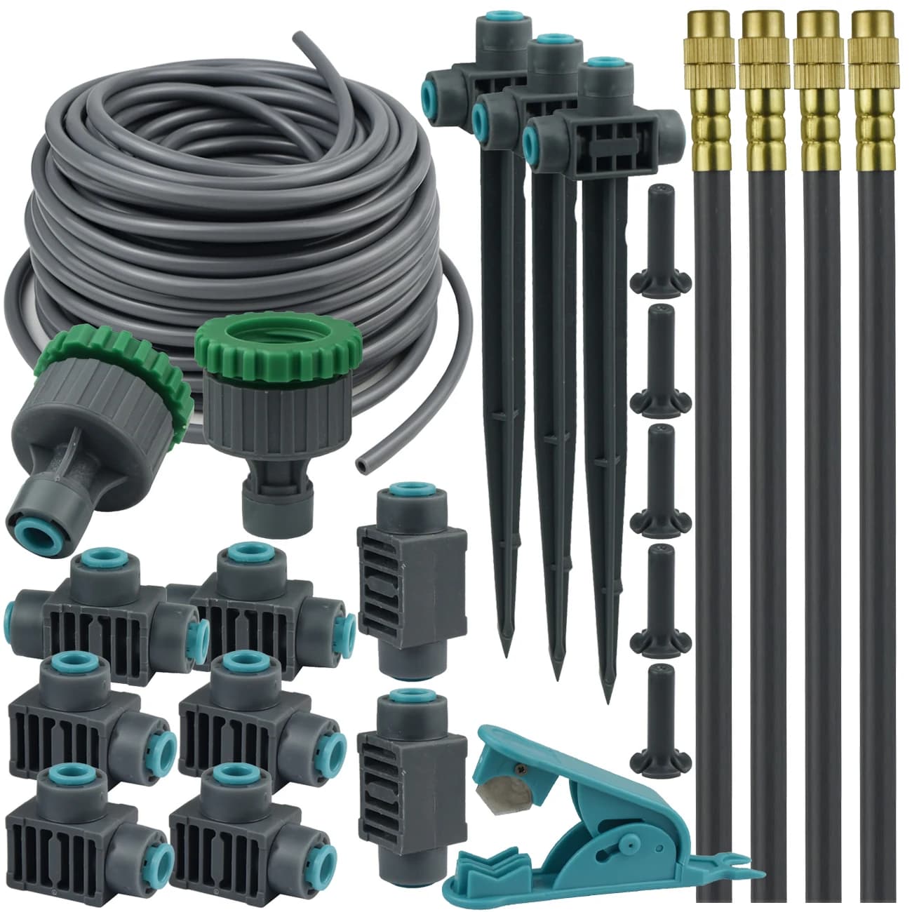 20 cm 360 ° Quick Connector for Flexible Nebulizer Ugello, Adjustable Atomizer Sprayer for Garden Irrigation Brass, PE Pipe 6mm