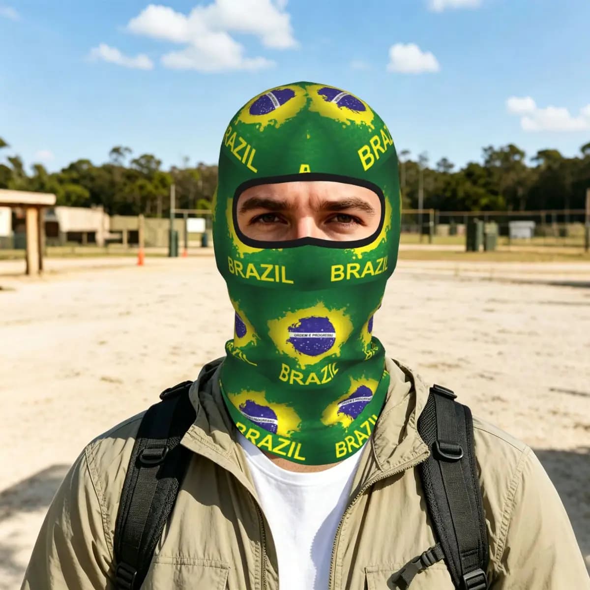 Brazil Flag Breathable Thin Balaclava Full Face Mask Sun Protection Neck Gaiter For Motorcycle Cycling Fishing Outdoor
