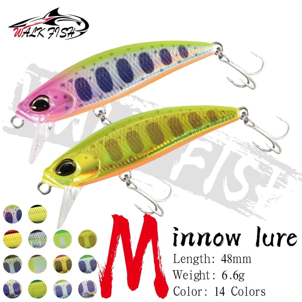 WALK FISH 48mm 6.6g Esca Artificiale Affondante Tipo Minnow, Wobbler per Carpe, Esca per Pesca in Mare e Acqua Dolce, Spigola, Trota