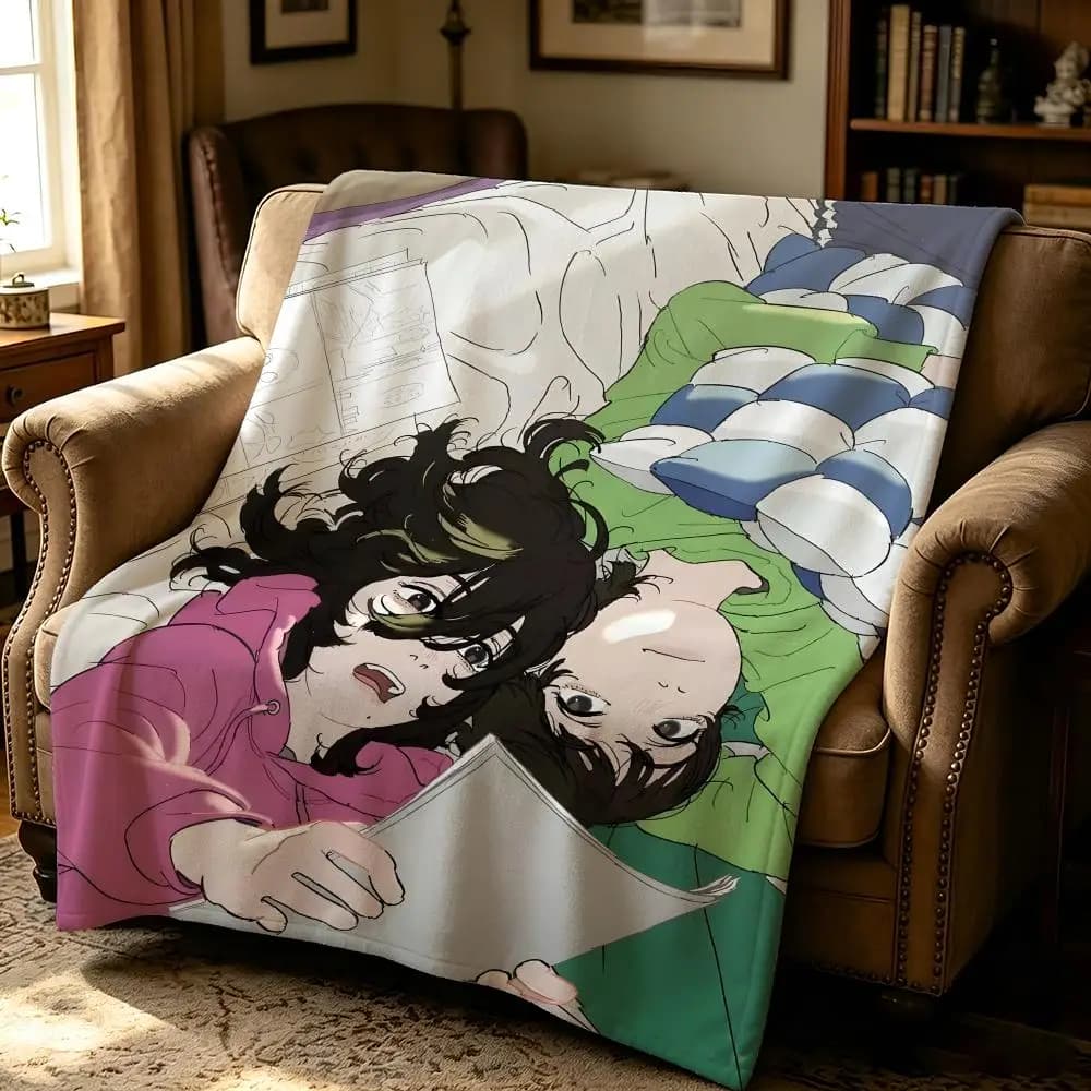 anime L-Look Back-k Throw Thick Comfort Flannel Quilt, Multi-scene Use Indoor Outdoor Daily Nap