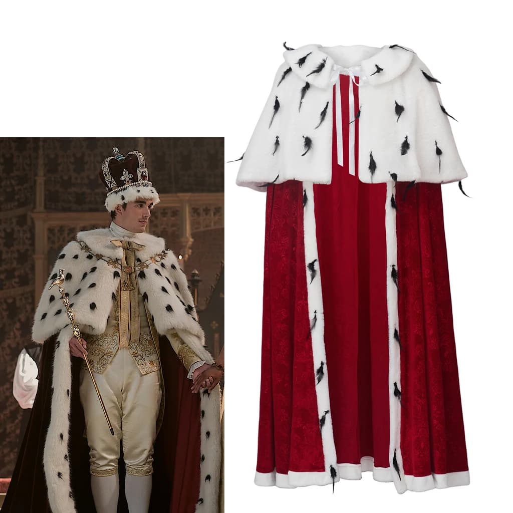 Mantello del costume cosplay del re George Mantello della regina Charlotte King George Mantello medievale da uomo Mantello cos di Halloween