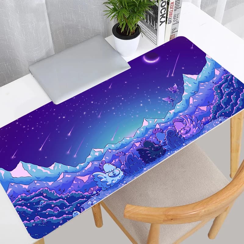 Tappetino per mouse Dreamy Starry Sky, accessori da gioco a tema cartone animato, tappetino per mouse kawaii S-Stardew Valley Meteor Shower, tappetino per tastiera da computer per giochi
