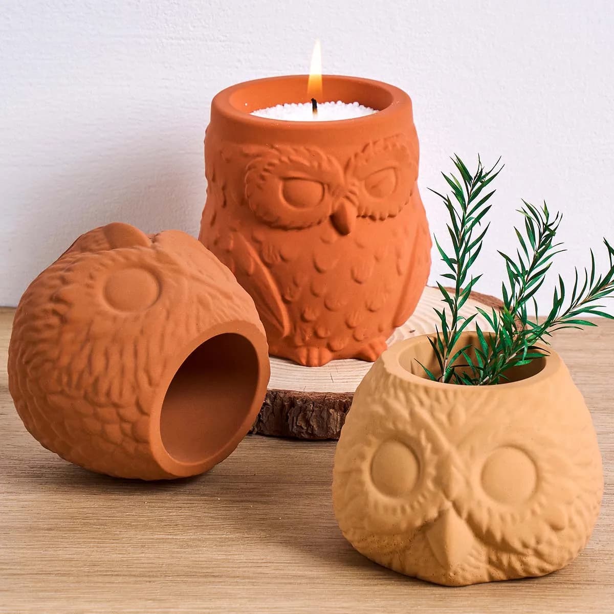 3D Owl Shape Candle Jar Silicone Mold DIY Plaster Resin Casting Molds for Flowerpot Pen Holder Storage Box Crafts Making Supplie