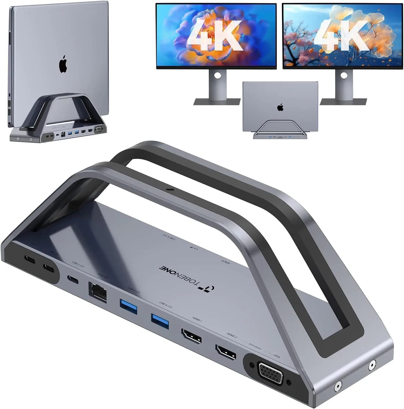 Docking Station 14-in-1 per MacBook con Doppio Monitor 4K, Hub USB-C per Laptop M1-M5, Alimentazione 65W