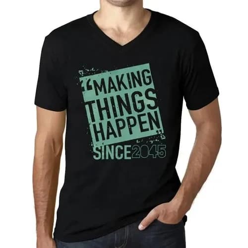 Men's Graphic T-Shirt V-Neck Letting Things Happen since 2045 – Making Things