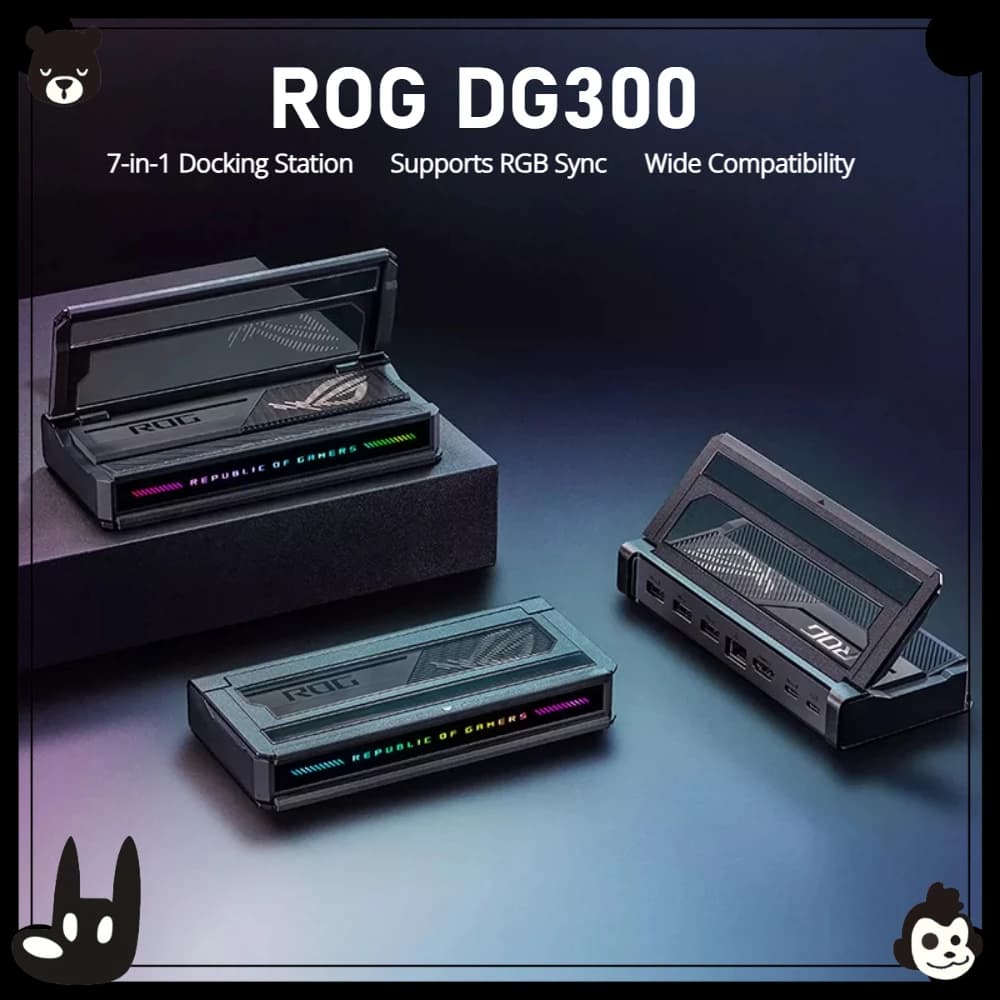 ROG DG300 7-in-1 Docking Station 10Gbps 8K Wide Compatibility Supports RGB Sync 100W PD Fast Charging Output Game Accessories