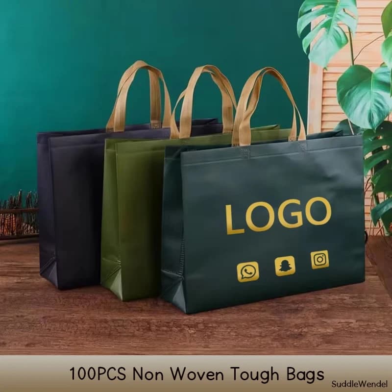 100Pcs/lot Non Woven Tough Bags Shopping Bags with Hadle Eco Promotional Recyle Bags Custom Make Printed Logo Free Design