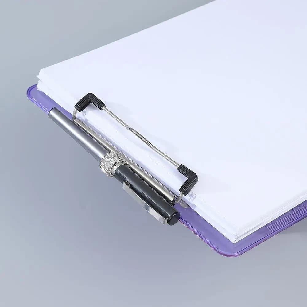 Blocco note con clip A4, cartella di file, carta di prova, porta documenti, materiale scolastico per ufficio, cartella di file di cancelleria