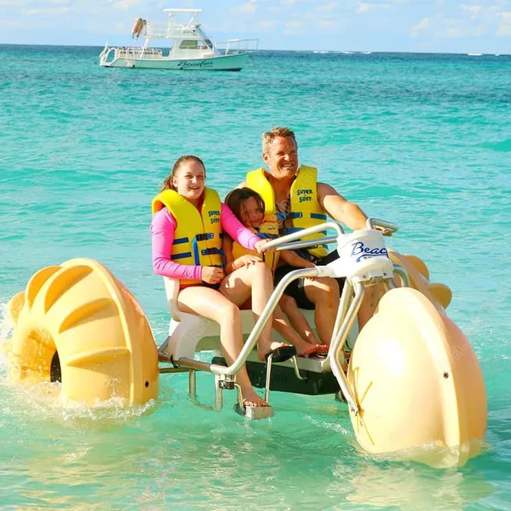 QIQU Triciclo ad acqua a pedale a 3 posti Telaio durevole in HDPE e alluminio per Aqua Trike con parasole Biciclette a pedale a 3 ruote