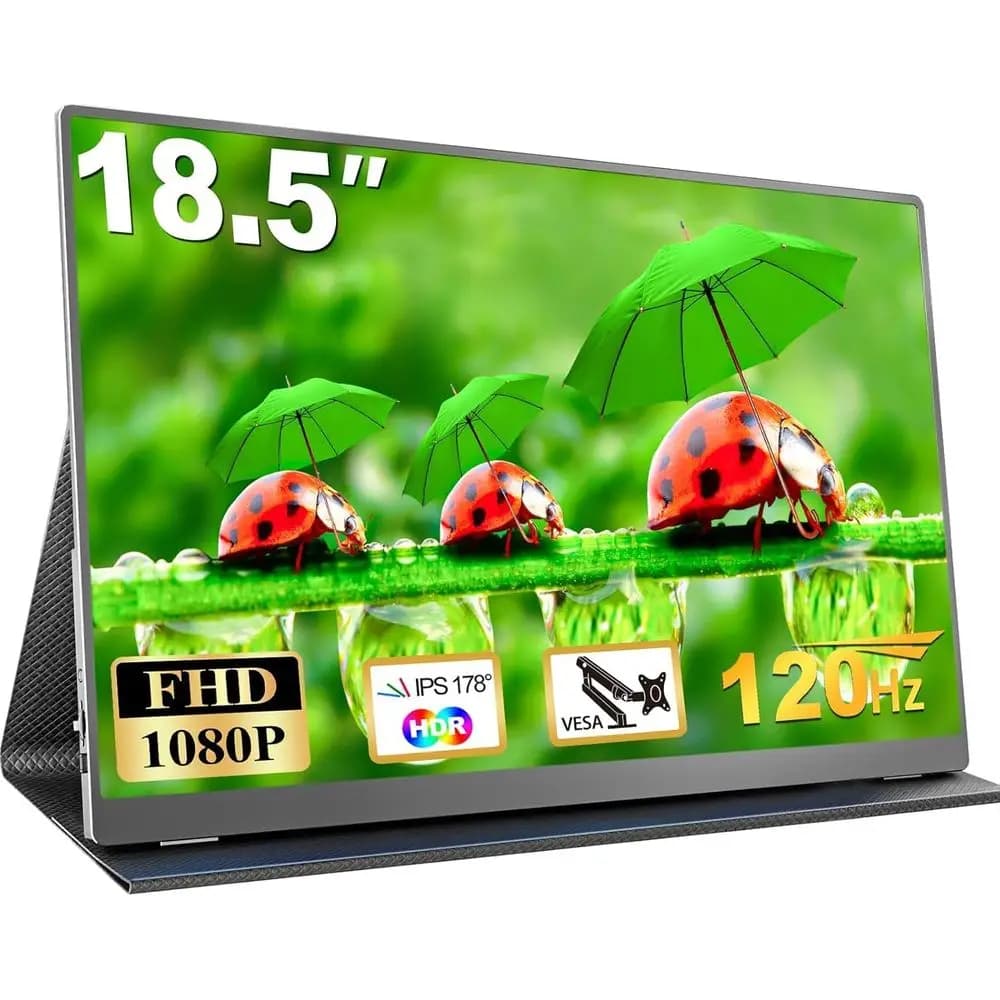 Monitor Portatile 15.6 Pollici 120Hz 1080P Full HD con USB-C e HDMI, Secondo Schermo da Viaggio per Laptop e Tablet