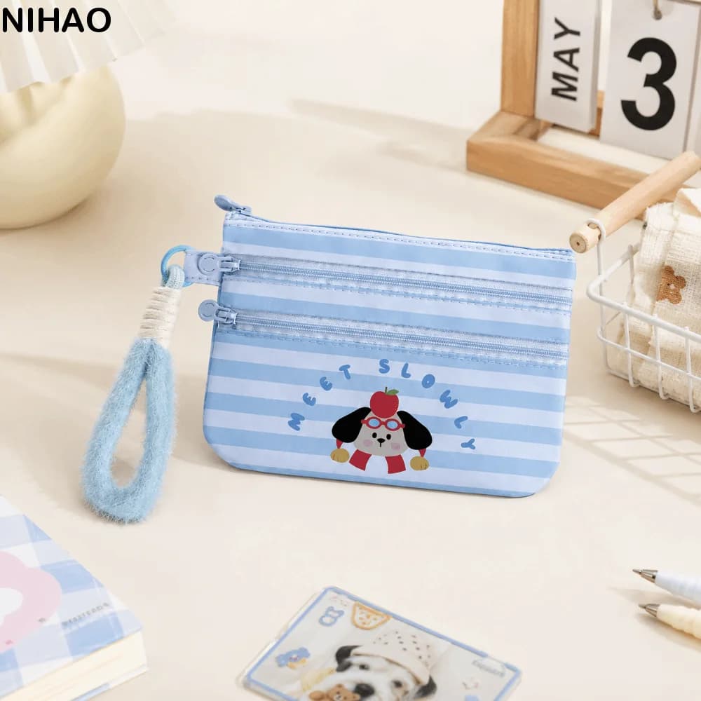 Lightweight Cartoon Passport Holder Slim Zipper Cute ID Card Holder Large Capacity Portable Storage Bag Family Storage Tools