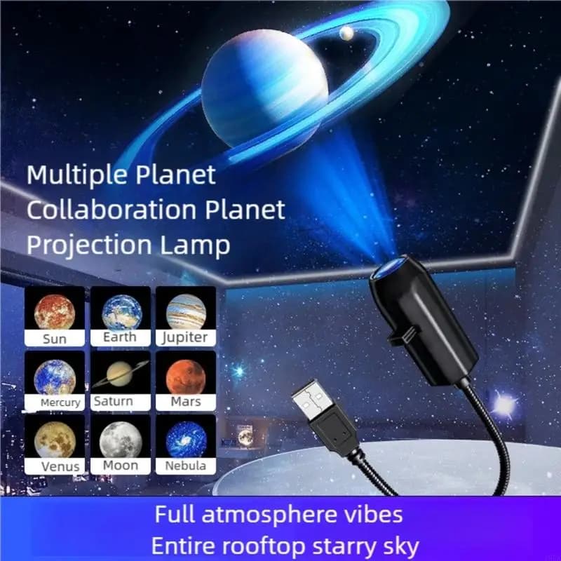 Lampada da notte con proiezione planetaria, luce di proiezione rotante a 360 gradi per camera da letto, soggiorno, illuminazione d'atmosfera, resistente
