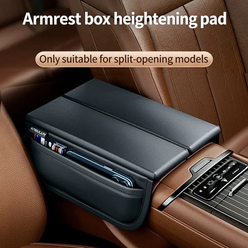 Auto Central Console Cover, PU Leather Arm Bearing with 2 Pockets, Car Arm Bearing Box, Interior Accessories