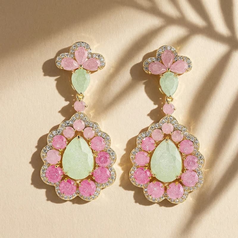 Orecchini Pendenti SENYU con Zirconia Cubica Taglio a Pera, Stile Barocco Regale, Cristalli a Halo per Spose