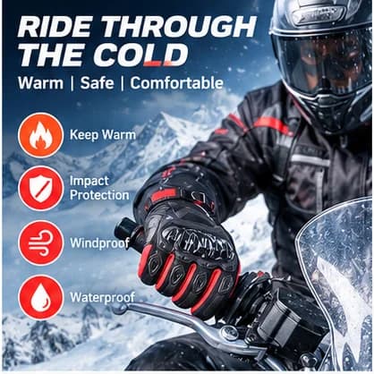 Winter Motorcycle Gloves Waterproof Windproof Hard Knuckle Protection Touch Screen Thermal Warm Anti‑Slip Motorbike Riding Glove