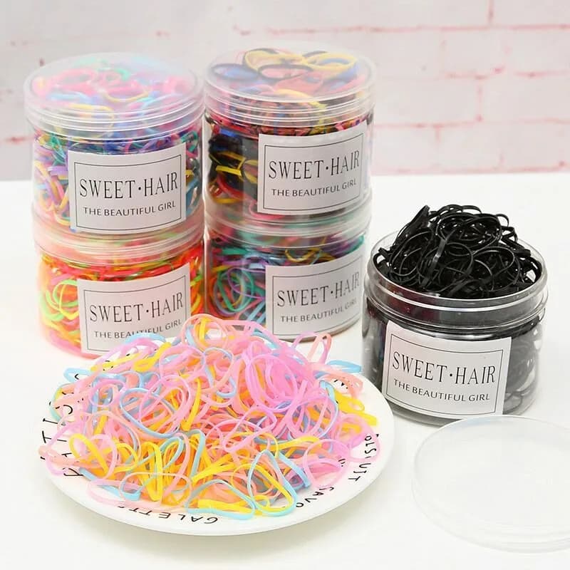 New Style Canned Hair Elastics: Large Colorful Elastic Circles, Small Disposable Stripes for Traction Resistant Children, For Daily Use