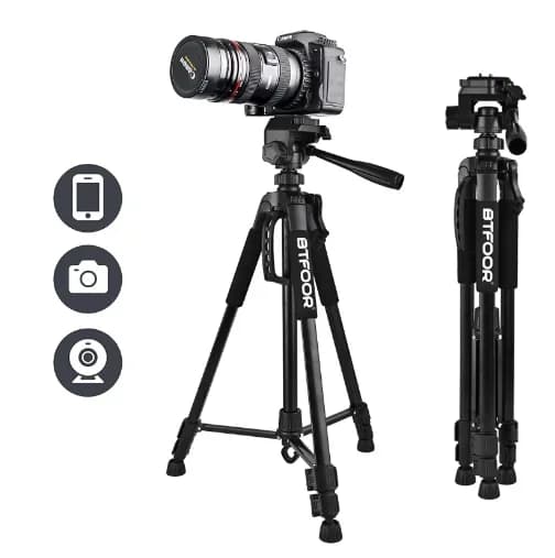 Supporto da viaggio per telefono treppiede in alluminio alto 55 "140CM con piastre rapide testa a padella per fotocamera digitale Canon Nikon DSLR SLR