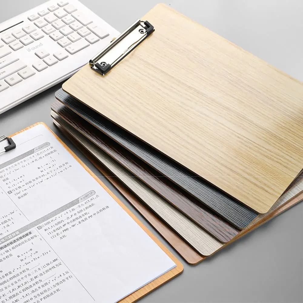 Wooden A4 Memo Folder Hardboard Heavy-Duty Clip Writing Clipboard Hanging Holes Rounded Corner File Clip Board Stationery