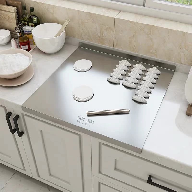 304 Stainless Steel Cutting Board Anti-Mold Kneading Mat Non-Warp Food Grade Roll Pin Board Easy Clean No OdorKitchen Accessory