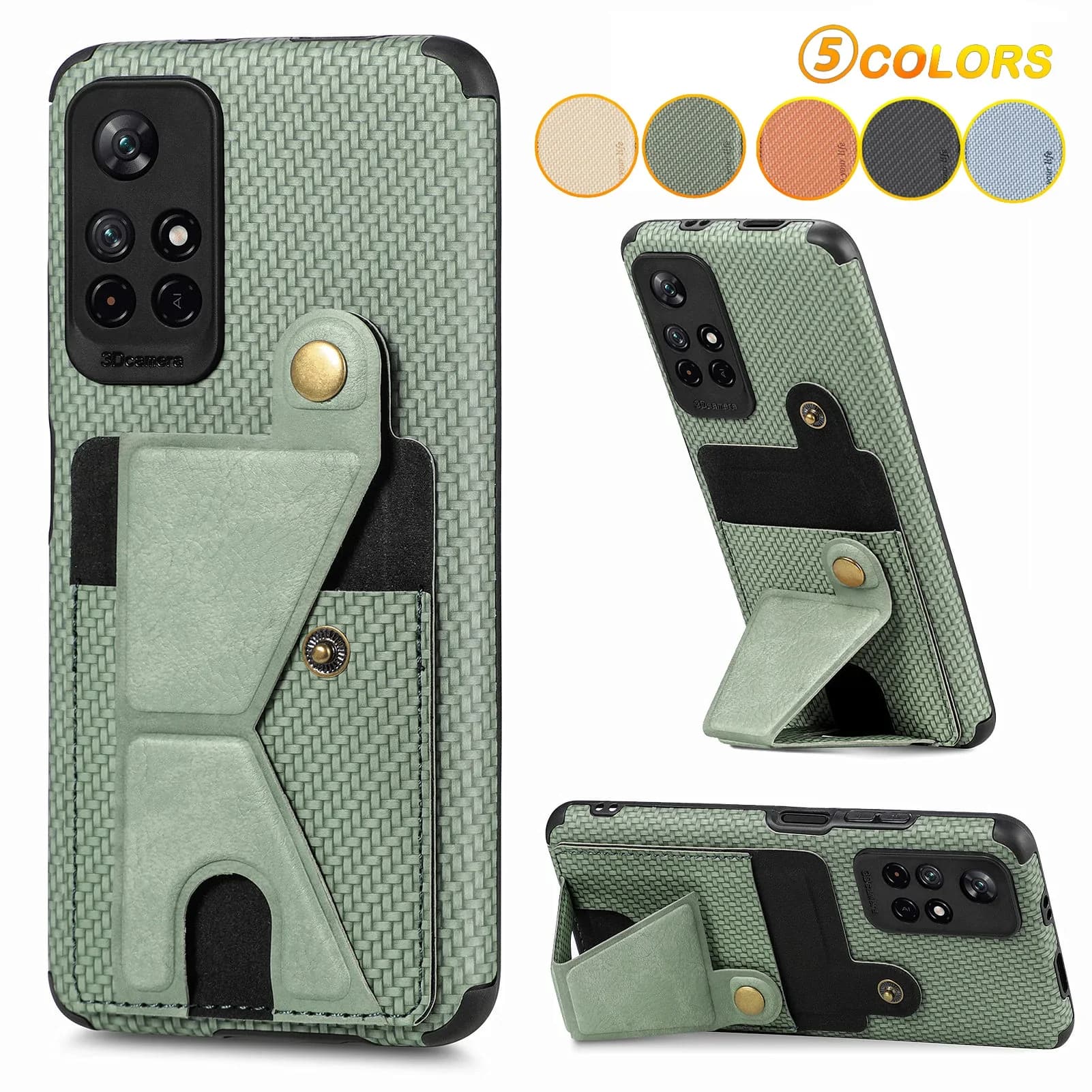 Portafoglio Flip Porta carte Custodia in fibra di carbonio per Xiaomi Redmi Note 11 10 Pro 11S S Prime POCO X3 NFC Mi 11 Lite Cover in pelle