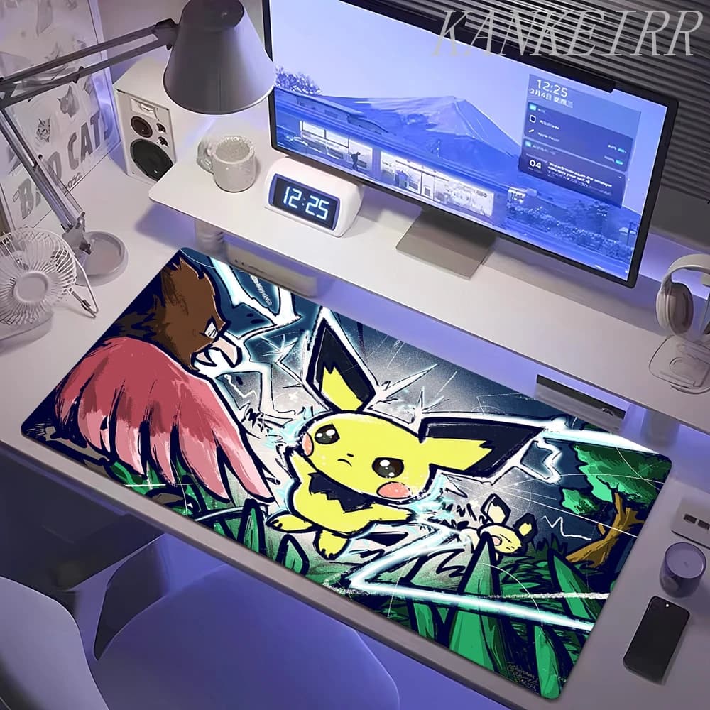 Nuovo Tappetino per Mouse da Gaming in Gomma Naturale, Grande Formato Pikachu per PC, Tappetino per Tastiera Gamer, Pokemon, Tappetino da Scrivania, Tappeto Notte Stellata