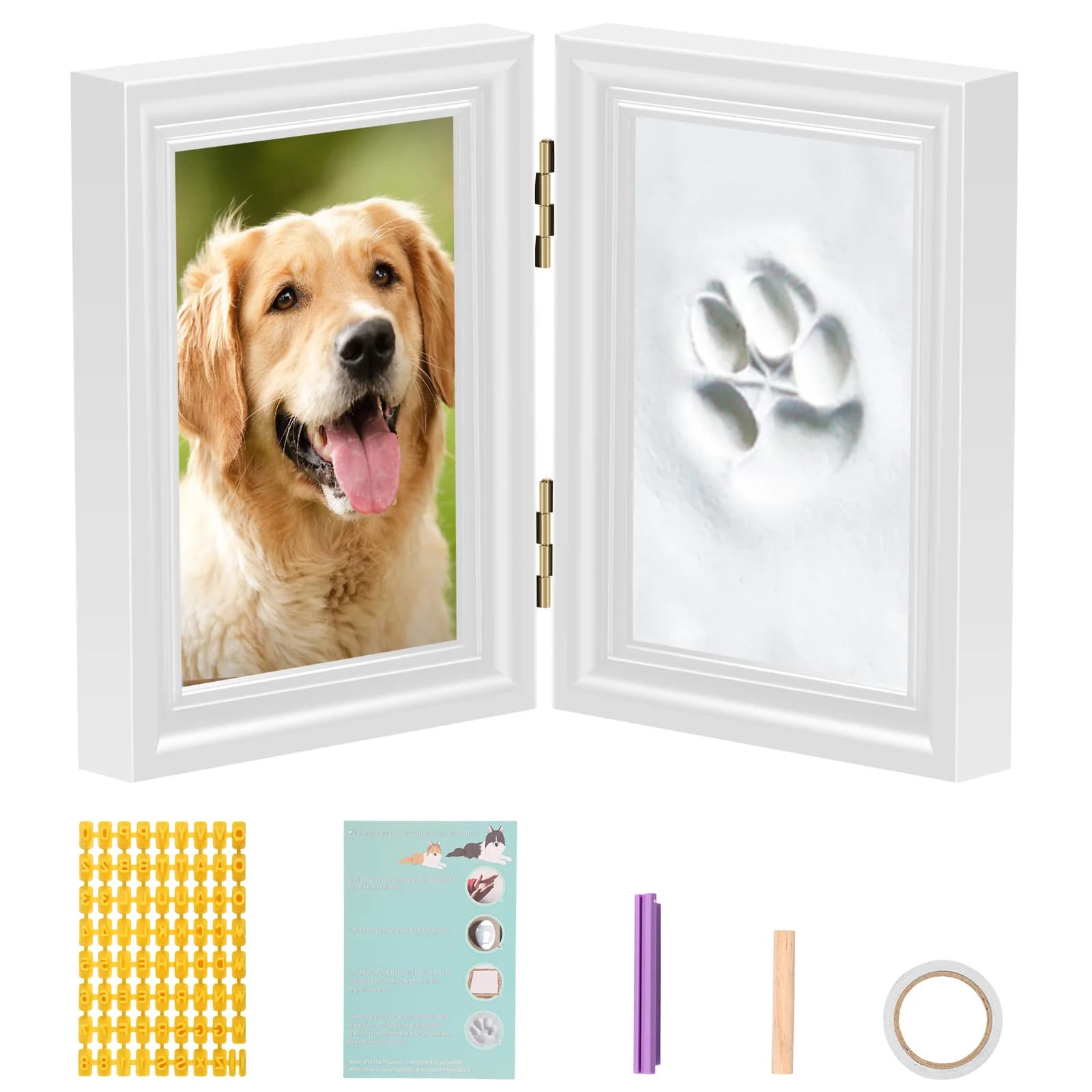 Kit stampe per zampe di cani e gatti con cornice e argilla per impronte Kit ricordo per impronte di zampe per animali domestici fai-da-te per cani Gatti Amanti degli animali domestici Non tossico