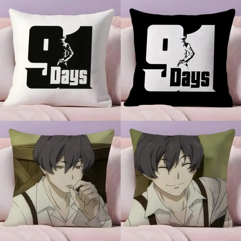 Fodera per cuscino Anime 9-91 giorni, in lino naturale, tessuto organico, stampa fronte-retro, per divano, decorazione casa, regalo