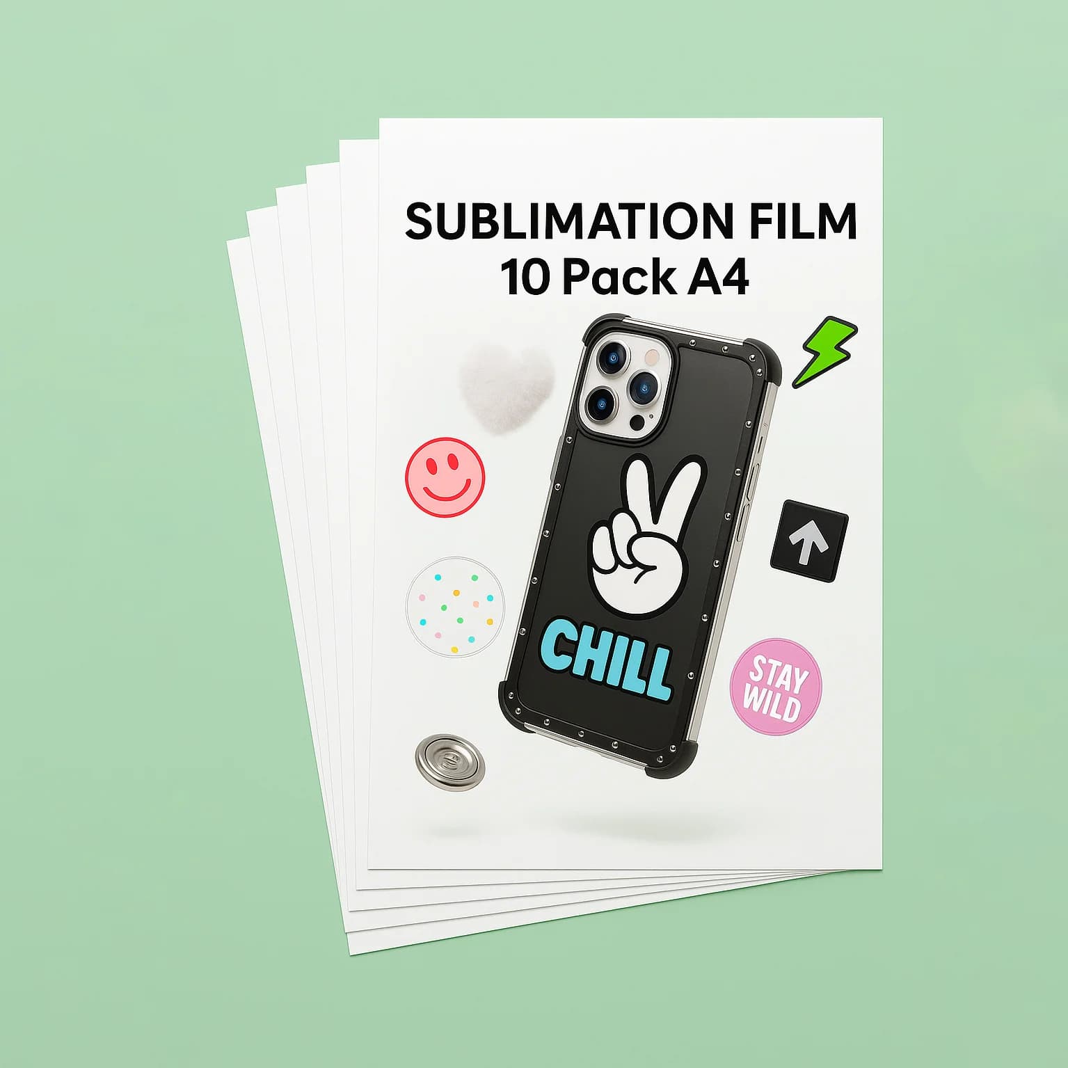 Confezione da 10 Fogli A4 Stampabili per Sublimazione a Caldo per Cover Telefoni, Pellicola 3D per Stampa a Sublimazione per Custodie Smartphone
