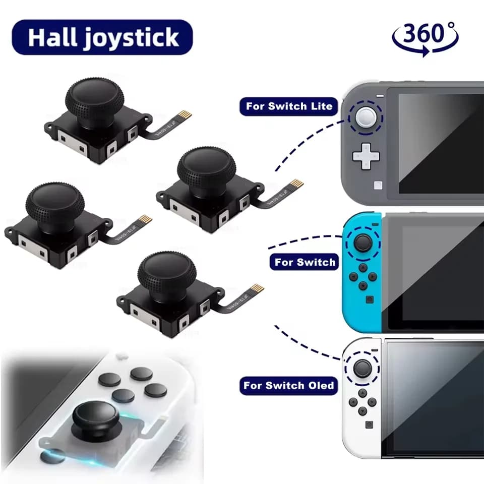 Joystick ad Effetto Hall per Nintendo Switch/Lite/OLED, Levetta Analogica 3D di Ricambio per Controller, Parti di Riparazione e Accessori