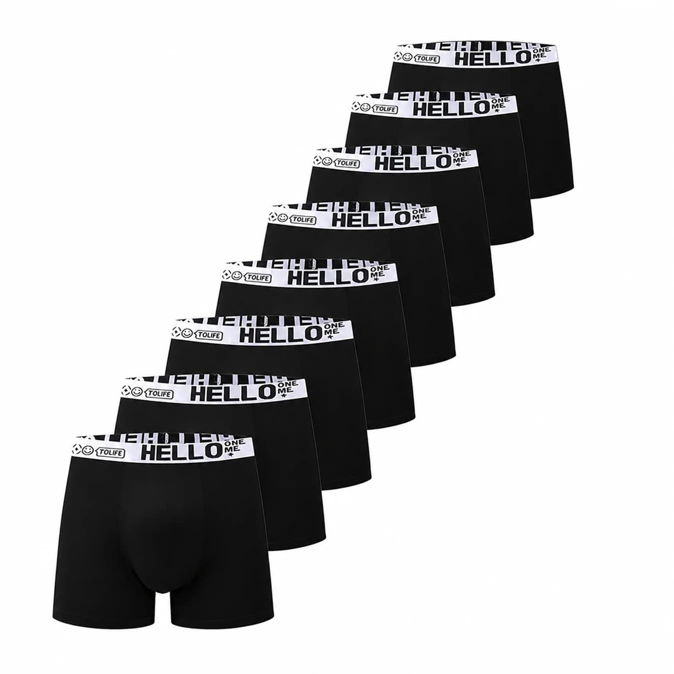 8Pcs Men's Classic Black Boxer Briefs Letter Waistband Ultra-Soft Stretch Breathable Cooling Summer Daily Underwear Trunks